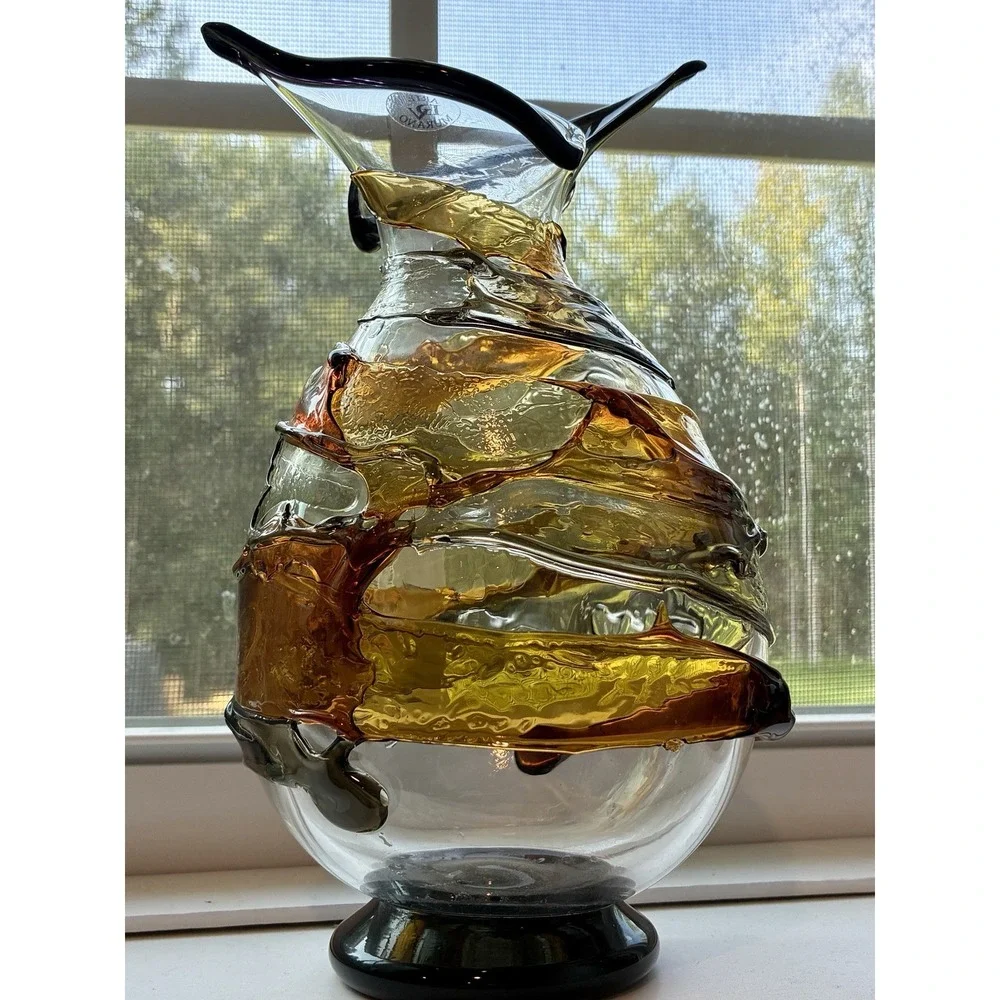 OOAK Contemporary SIGNED Artisan Diego Vidal Murano Italy Venetian Glass Vase